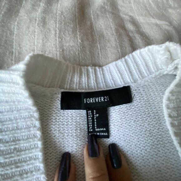 Forever 21 women Open front knit cardigan sweater Color Block Ivory sz Small - Picture 4 of 8